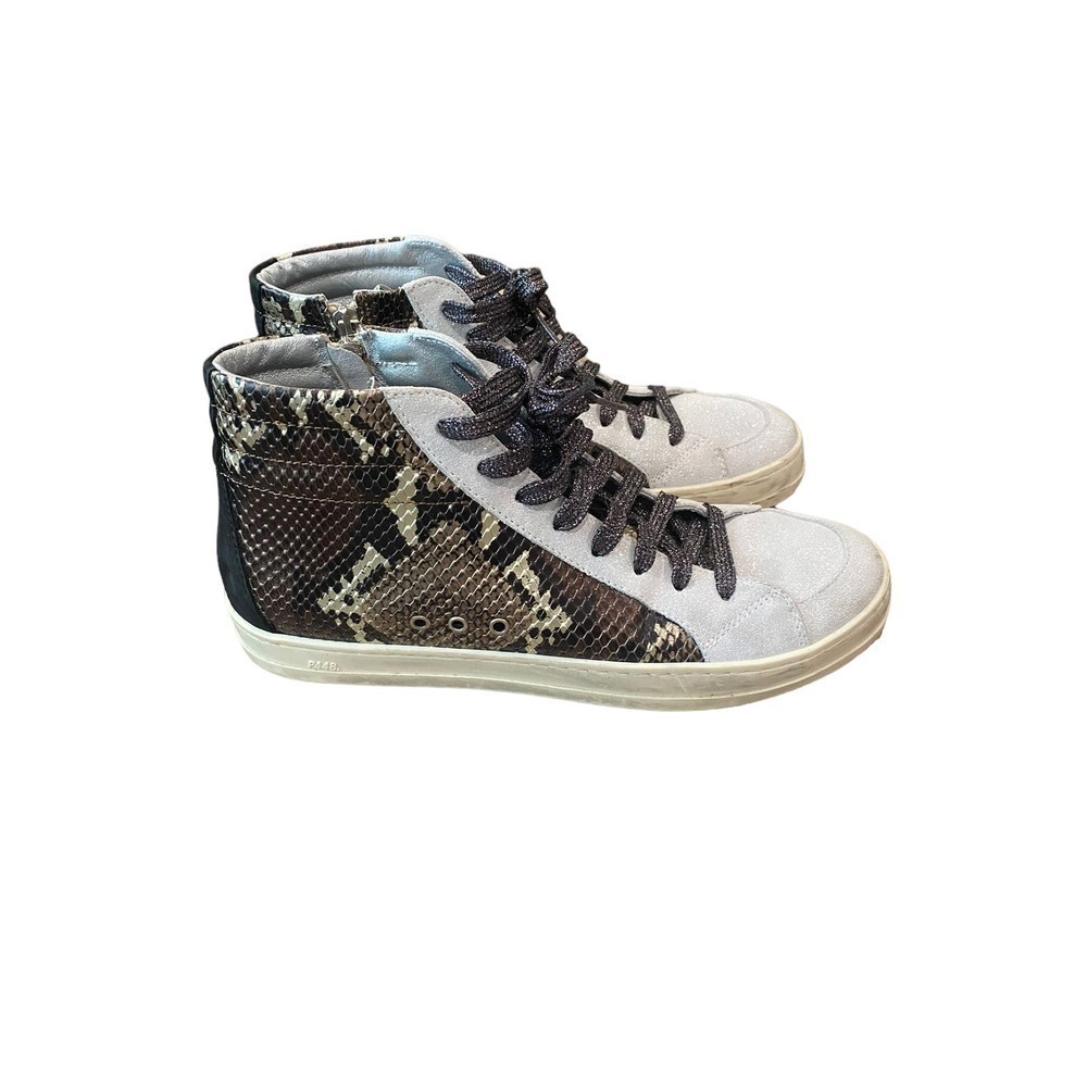 P448 Python Brown Snakeskin Print High Top Sneake… - image 2